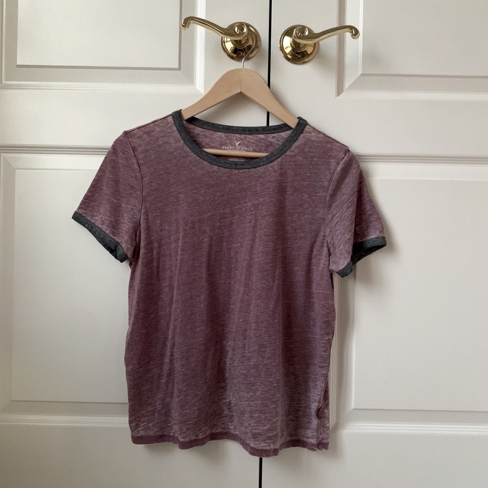 American Eagle vintage maroon gray shirt tee